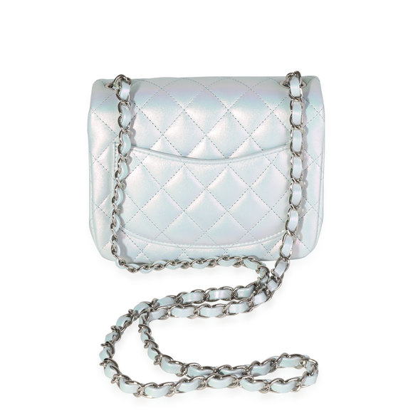 Chanel Light Blue Iridescent Quilted Calfskin Square Mini Classic Flap Bag - Picture 2 of 8